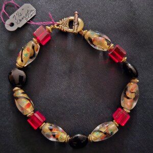 Handcrafted Artisan 7.5" Venetian Glass Bracelet